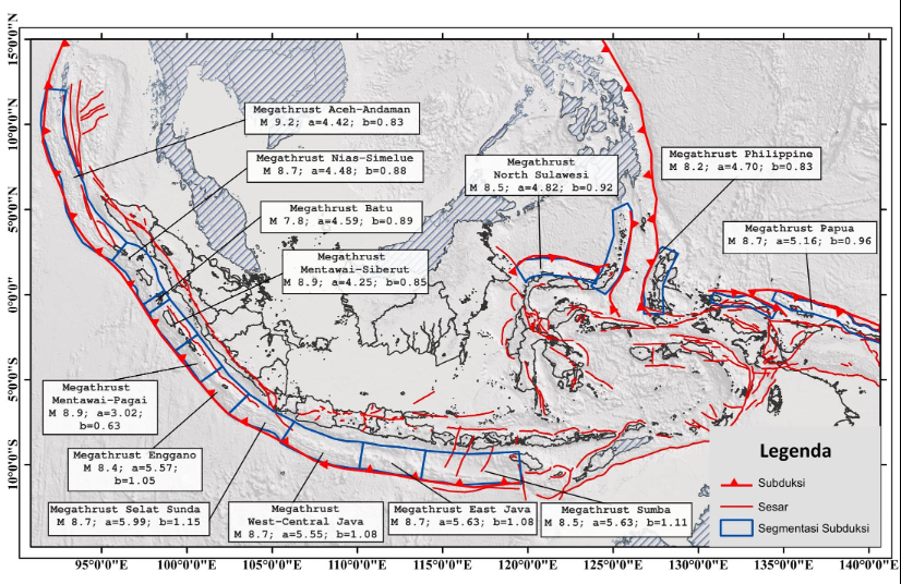 Simpan Potensi Gempa hingga Magnitudo 9, Ini Daftar 15 Segmen Megathrust di&nbsp;Indonesia